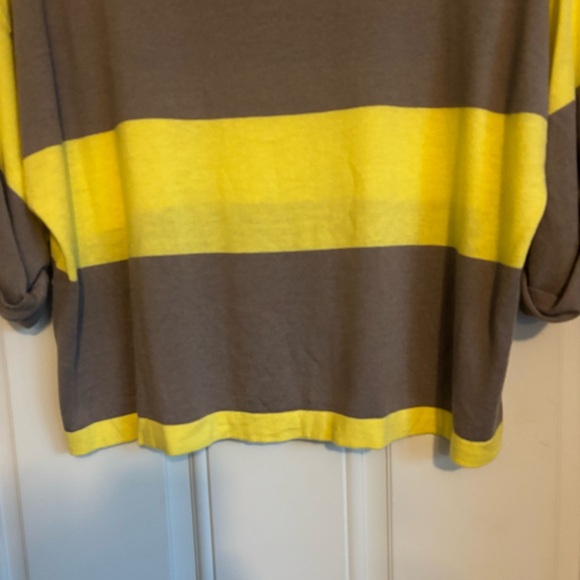 Ann Taylor Oversized Yellow/Taupe Horizontal Striped Sweater, Size Small - Picture 8 of 10